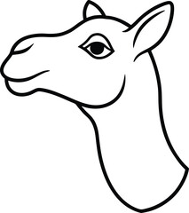 camel head icon line art vector illustration on transparent background