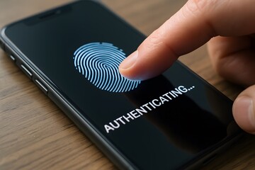 Fingerprint authentication security mobile phone technology identification access biometric data scan unlock 100 char