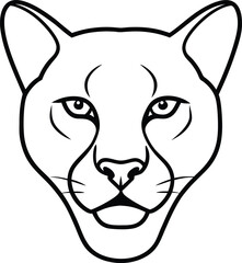 cougar head icon line art vector illustration on transparent background