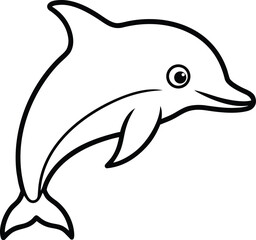  dolphin icon line art vector illustration on transparent background