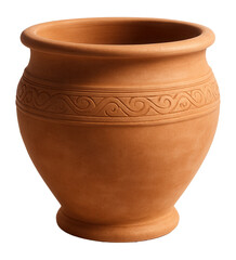 Terracotta floor planter with a classic design, perfect for a Mediterranean-style garden room, featuring a wide opening and a natural clay color.