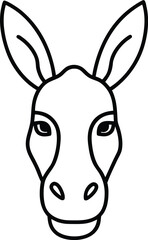 donkey head icon line art vector illustration on transparent background