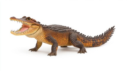 Fototapeta premium A detailed studio shot of a fearsome alligator exhibiting its powerful jaws