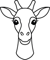 giraffe head icon line art vector illustration on transparent background