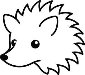 hedgehog head icon line art vector illustration on transparent background