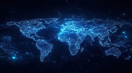 Obraz premium Global network connections, digital world map, space background, technology concept