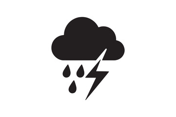 Thunderstorm icon silhouette vector with white background