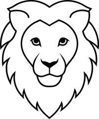 lion head icon line art vector illustration on transparent background