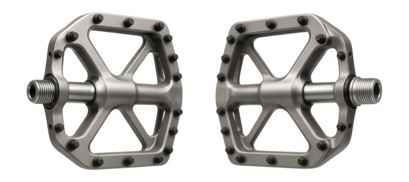 Titanium platform pedals with open design for mud shedding