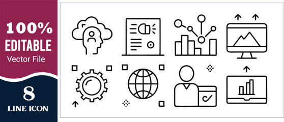 Business and data analysis icons with human and technology elements vector