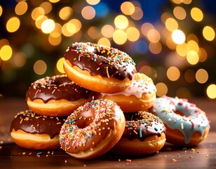 Generated image: Assortment of Glazed Donuts with Sprinkles