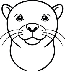 otter head icon line art vector illustration on transparent background