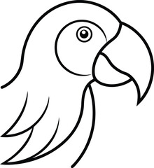 parrot head icon line art vector illustration on transparent background