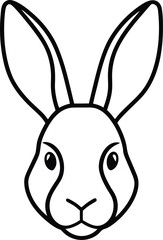 rabbit head icon line art vector illustration on transparent background