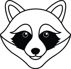 raccoon head icon line art vector illustration on transparent background