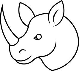 rhinoceros head icon line art vector illustration on transparent background
