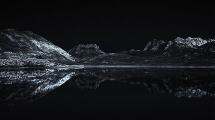 Mountain lake reflection, night, serene landscape, nature wallpaper