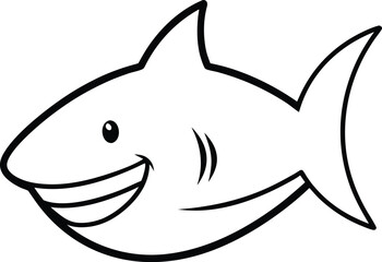 shark head icon line art vector illustration on transparent background