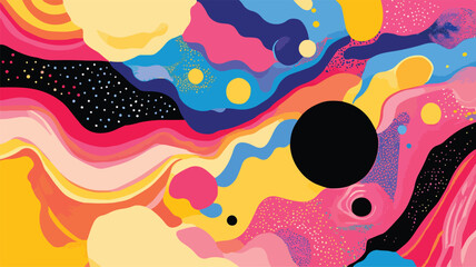 Vivid 1960s Psychedelic Abstract Poster Art Print for Modern Interior Design