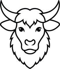 yak head icon line art vector illustration on transparent background