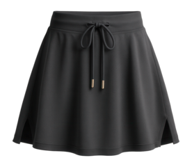 Flared mini skirt in lightweight jersey with a drawstring waist and side slits