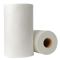 Paper Towel Rolls: A close-up shot of two pristine paper towel rolls, highlighting the fresh, clean texture and functionality of an everyday essential.