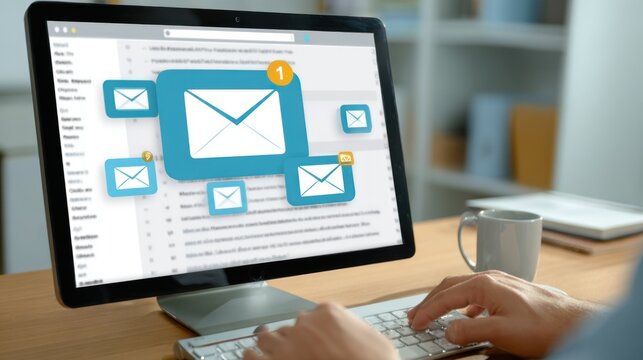 Person checking emails on a desktop computer