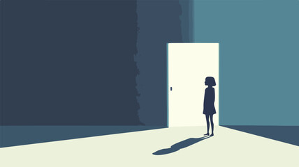 Solitary Figure in Doorless Room, Windless Space - Minimalistic Interior Design Concept