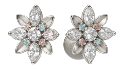 Clustered gemstone stud earrings in a floral arrangement