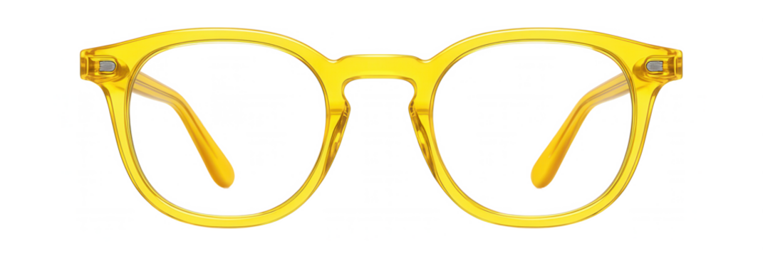 Transparent yellow frames with a playful, youthful appeal