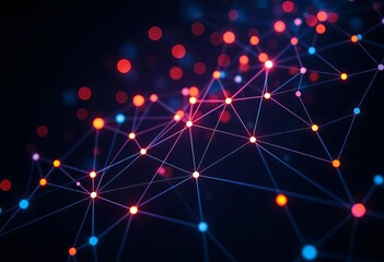 Abstract network nodes glowing on dark background, connecting lines forming constellations,  dark,   computer network