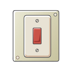 Simple illustration of a red light switch on a beige wall plate