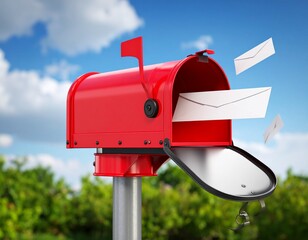 Red Mailbox with Letter: Mail Delivery, Communication & Direct Marketing