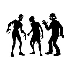 Obraz premium Zombie Silhouette Set on White Background – Scary Undead Figures in Various Poses