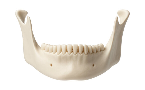 Mandible of a human with visible mental foramen and ascending ramus