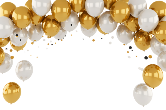 A festive balloon arch arrangement isolated on transparent background