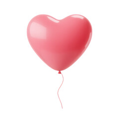 A single pink Heart shaped balloon isolated on transparent background