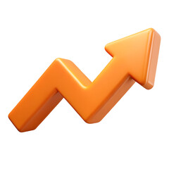 Orange Upward Arrow 3D Rendered Illustration Symbolizing Growth and Positive Trend Indicator