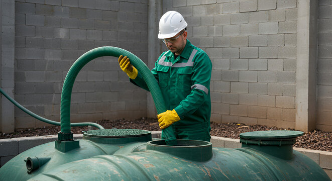 Technician Inspecting Underground Tank System - Powered by Adobe