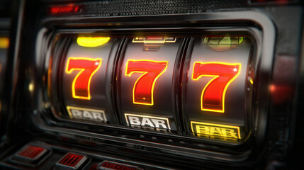Vibrant 3D render of a slot machine illuminated with neon lights showcasing glowing numbers and casino allure