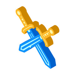 crossed swords heraldic isometric icon vector illustration