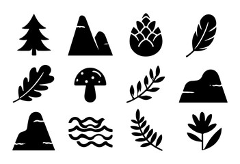 Nature Inspired T-Shirt Designs Mountains, Trees, and More -  Vector Icons for Apparel