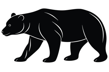 Fototapeta premium Black Bear Walking, Silhouette Illustration on White Background, Wildlife Animal for Design Use