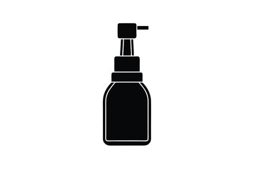 Black and White Silhouette Illustration of a Pump Bottle for Beauty Products