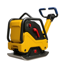 Obraz premium Reversible vibratory plate compactor with a compact footprint and side-mounted controls for easy maneuverability in tight spaces.