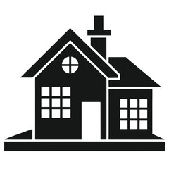 Stylized house silhouette design element isolated on a clean white background for graphic projects isolated on white background