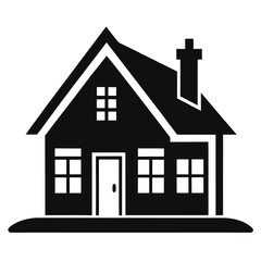 Minimalist house silhouette for architectural design and branding isolated on white background