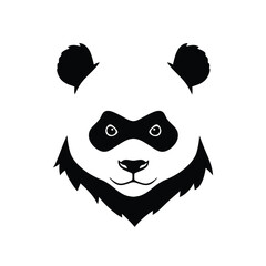 Black and white panda face graphic illustration bear
