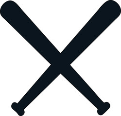 Obraz premium Baseball symbol with crossed bats and ball, bold black silhouette for logos and designs.