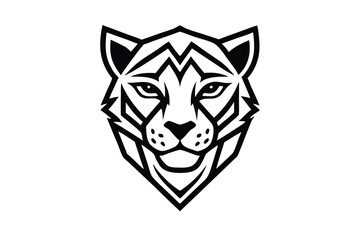 Fototapeta premium Black and white tiger head displays sharp lines and bold, geometric shapes